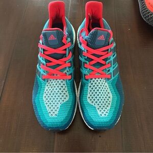 Adidas UltraBoost 2.0 Clear Green Mineral Shock Red AQ4005 Mens Size 11.5